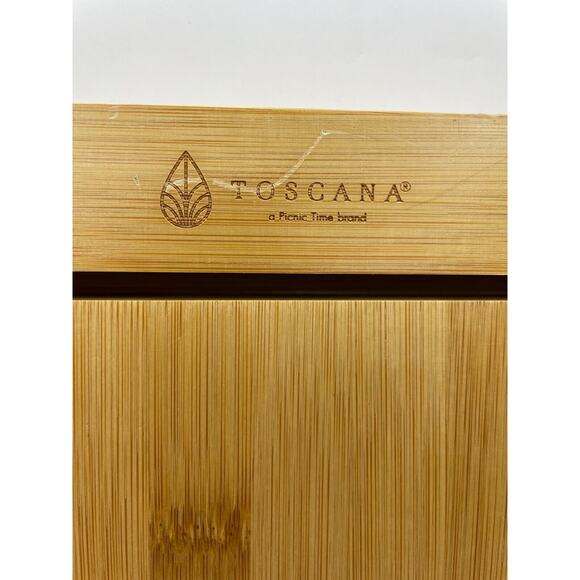 Toscana Bamboo Rectangular Cheese Cutting Board & Tools Set Tempered Glass Top - Picture 9 of 13